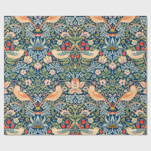 William Morris Strawberry Thief Floral Pattern Geschenkpapier (Flach)