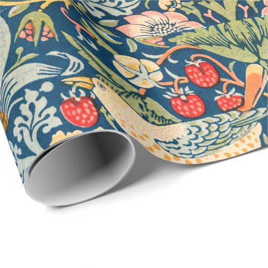William Morris Strawberry Thief Floral Pattern Geschenkpapier (Rolleneckpunkt)