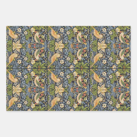 William Morris - Strawberry Thief Floral Pattern Geschenkpapier Set (Vorderseite 3)