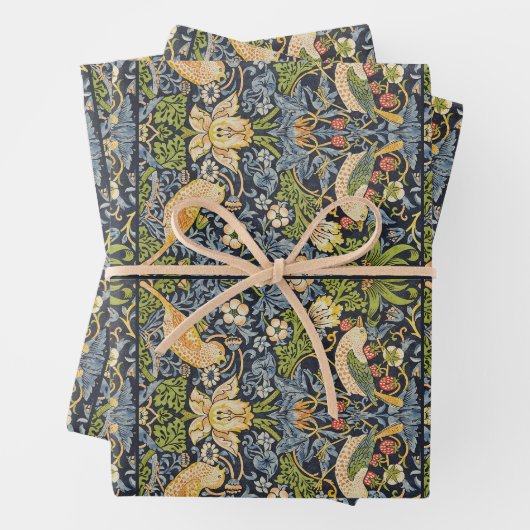 William Morris - Strawberry Thief Floral Pattern Geschenkpapier Set (Beispiel)