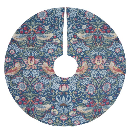 William Morris Strawberry Thief Floral Pattern Polyester Weihnachtsbaumdecke (Vorderseite)