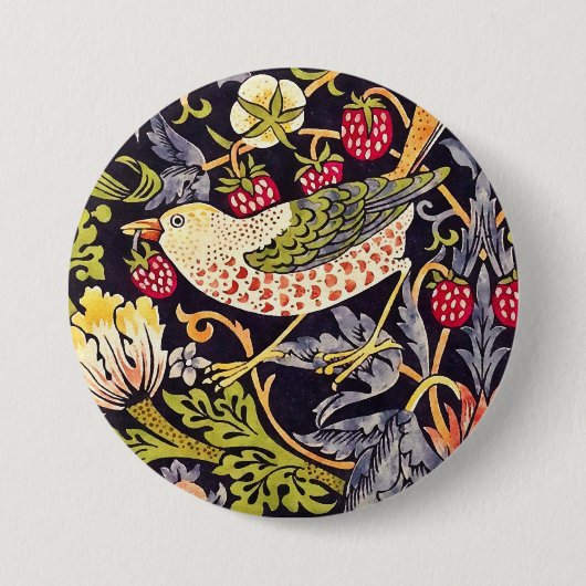 William Morris Strawberry Thief Florale Kunst Neuz Button (Vorderseite)