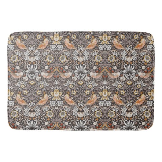William Morris Strawberry Thief Holzkohle-Ocker Badematte (Vorderseite)
