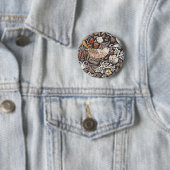 William Morris Strawberry Thief Holzkohle-Ocker Button (Beispiel)