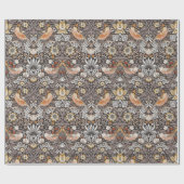 William Morris Strawberry Thief Holzkohle-Ocker Geschenkpapier (Flach)