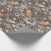 William Morris Strawberry Thief Holzkohle-Ocker Geschenkpapier (Ecke)