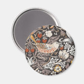 William Morris Strawberry Thief Holzkohle-Ocker Magnet (Vorderseite/Rückseite)