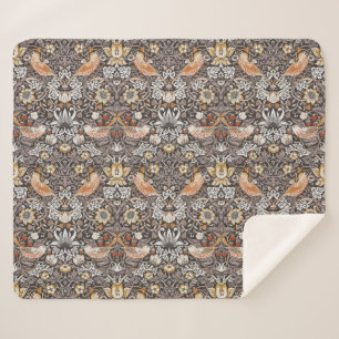 William Morris Strawberry Thief Holzkohle-Ocker Sherpadecke