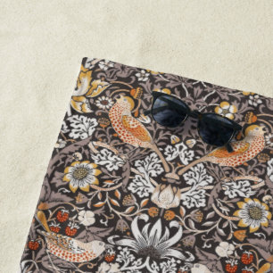 William Morris Strawberry Thief Holzkohle-Ocker Strandtuch
