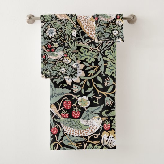 William Morris Strawberry Thief I Black Birds Badhandtuch Set (Insitu)