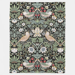 William Morris Strawberry Thief I Black Birds Fleecedecke