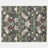William Morris Strawberry Thief I Black Birds Fleecedecke (Vorderseite (Horizontal))