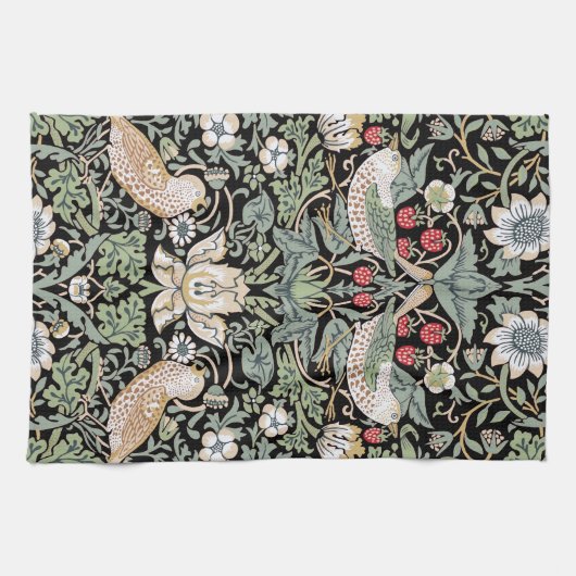 William Morris Strawberry Thief I Black Birds Geschirrtuch (Horizontal)