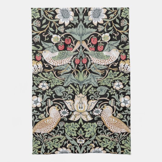 William Morris Strawberry Thief I Black Birds Geschirrtuch (Vertikal)