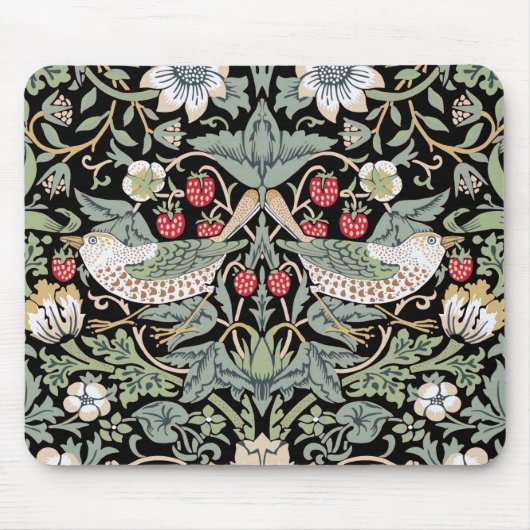 William Morris Strawberry Thief I Black Birds Mousepad (Vorne)