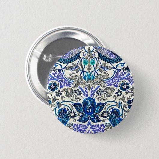 William Morris Strawberry Thief - Invertiert Button (Vorne & Hinten)