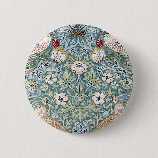 William Morris Strawberry Thief Light Design Button (Vorderseite)