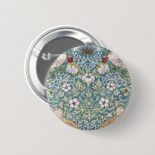 William Morris Strawberry Thief Light Design Button (Vorne & Hinten)