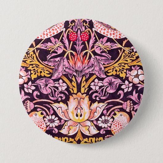 William Morris Strawberry Thief Lila Version Button (Vorderseite)