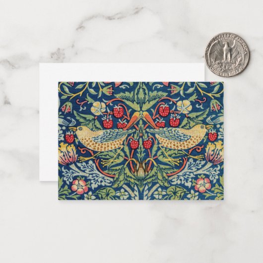 William Morris - Strawberry Thief Mitteilungskarte (Vorderseite/Rückseite Beispiel)