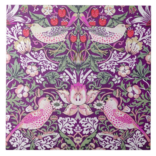 William Morris Strawberry Thief Muster Fliese (Vorderseite)