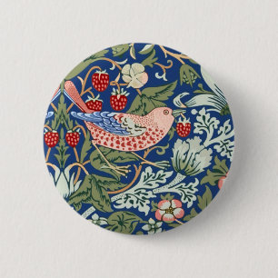William Morris Strawberry Thief Navy Koralle Button
