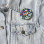 William Morris Strawberry Thief Navy Koralle Button (Beispiel)