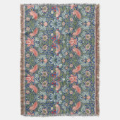 William Morris Strawberry Thief Navy Koralle Decke (Vorderseite Vertikal)