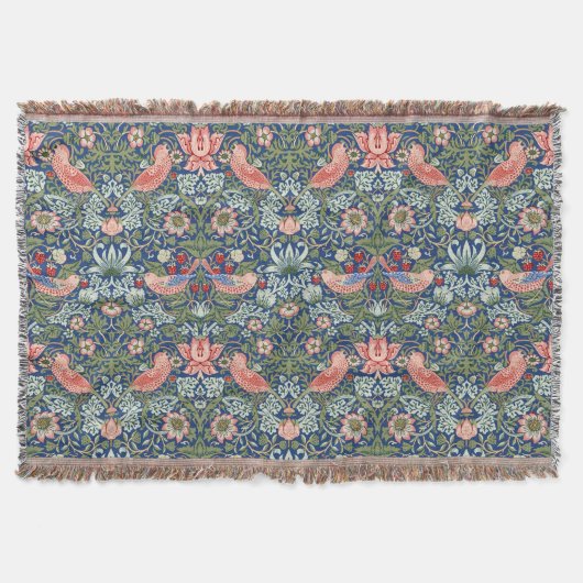 William Morris Strawberry Thief Navy Koralle Decke (Vorderseite)