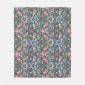 William Morris Strawberry Thief Navy Koralle Fleecedecke (Vorderseite)