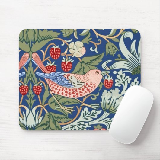 William Morris Strawberry Thief Navy Koralle Mousepad (Mit Mouse)