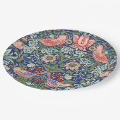 William Morris Strawberry Thief Navy Koralle Pappteller (Schrägansicht)