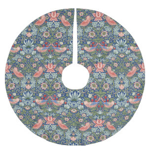 William Morris Strawberry Thief Navy Koralle Polyester Weihnachtsbaumdecke