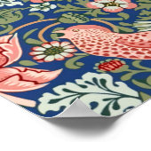William Morris Strawberry Thief Navy Koralle Poster (Ecke)