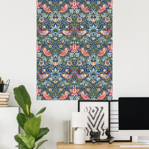 William Morris Strawberry Thief Navy Koralle Poster