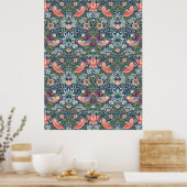 William Morris Strawberry Thief Navy Koralle Poster (Küche)