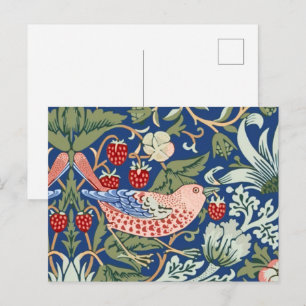 William Morris Strawberry Thief Navy Koralle Postkarte