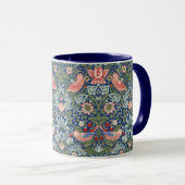 William Morris Strawberry Thief Navy Koralle Tasse (VorderseiteRechts)