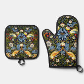 William Morris - Strawberry Thief Ofenhandschuh & Topflappen-Set (Vorderseite)