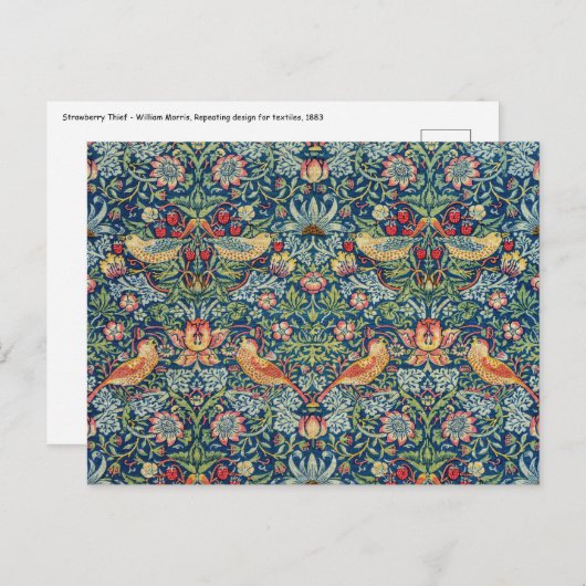 William Morris - Strawberry Thief Postkarte (Vorne/Hinten)