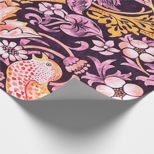 William Morris Strawberry Thief Purple Version Geschenkpapier (Ecke)