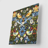 William Morris - Strawberry Thief Quadratische Wanduhr (Winkel)
