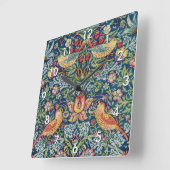 William Morris - Strawberry Thief Quadratische Wanduhr (Winkel)