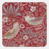 William Morris Strawberry Thief Quadratischer Aufk Aufkleber (Vorderseite)