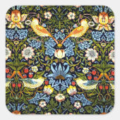 William Morris: Strawberry Thief Quadratischer Aufkleber (Vorderseite)