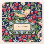 William Morris Strawberry Thief Rechteckiger Pappuntersetzer (Vorderseite)