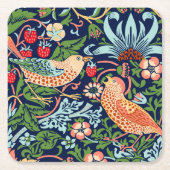 William Morris Strawberry Thief Rechteckiger Pappuntersetzer (Vorderseite)