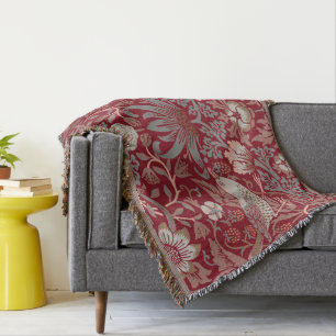 William Morris Strawberry Thief Rot Decke
