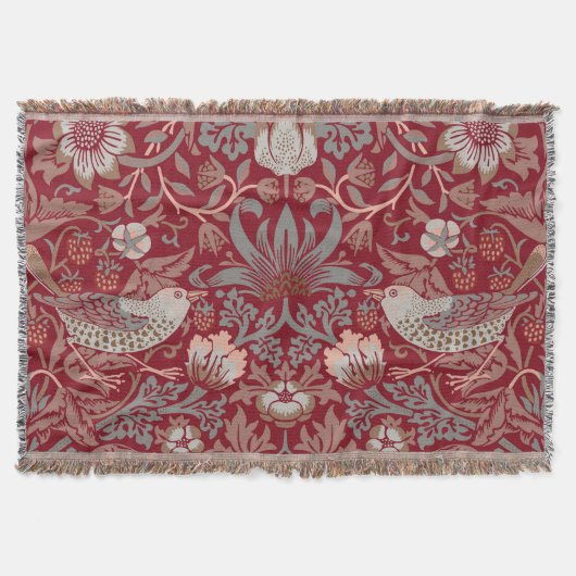 William Morris Strawberry Thief Rot Decke (Vorderseite)
