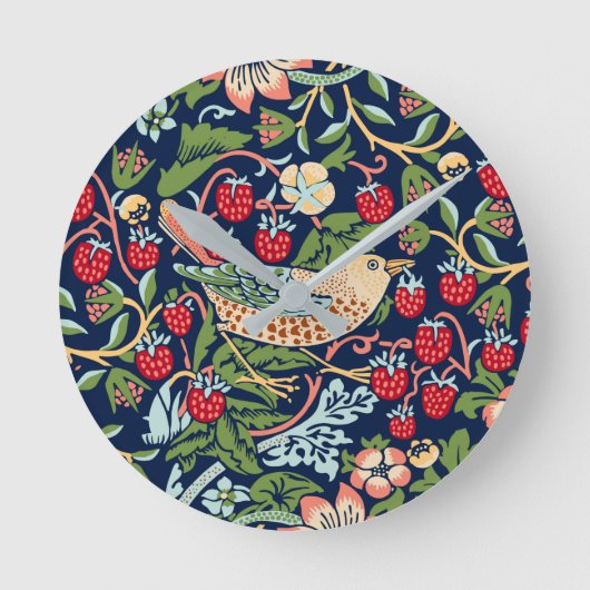 William Morris Strawberry Thief Runde Wanduhr (Vorderseite)